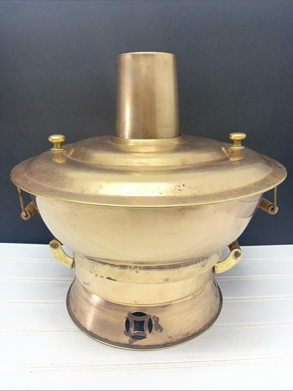 Copper Hot Pot Cooker Asian Mid-Century